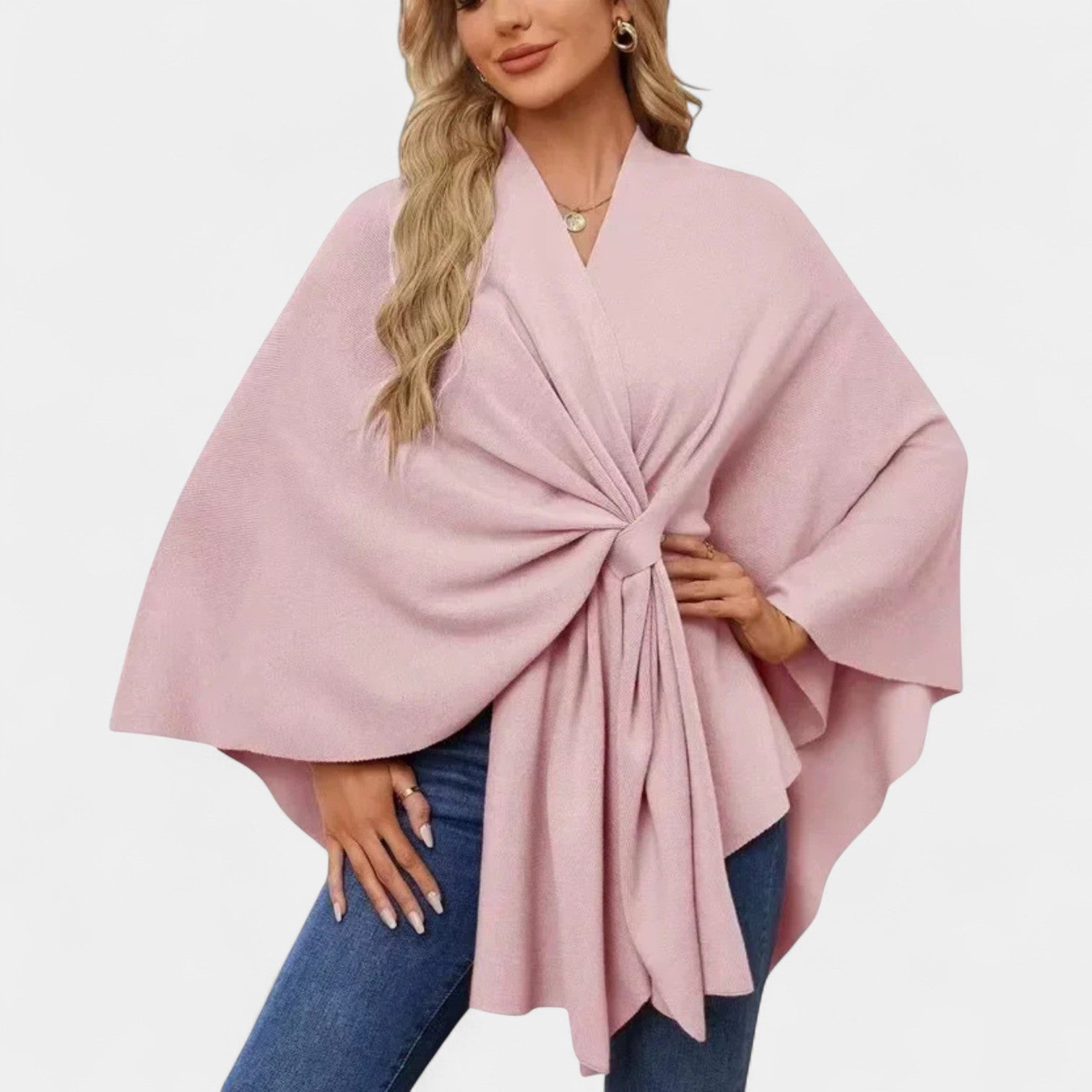 Daniela – Poncho elegante de caída suave con lazo