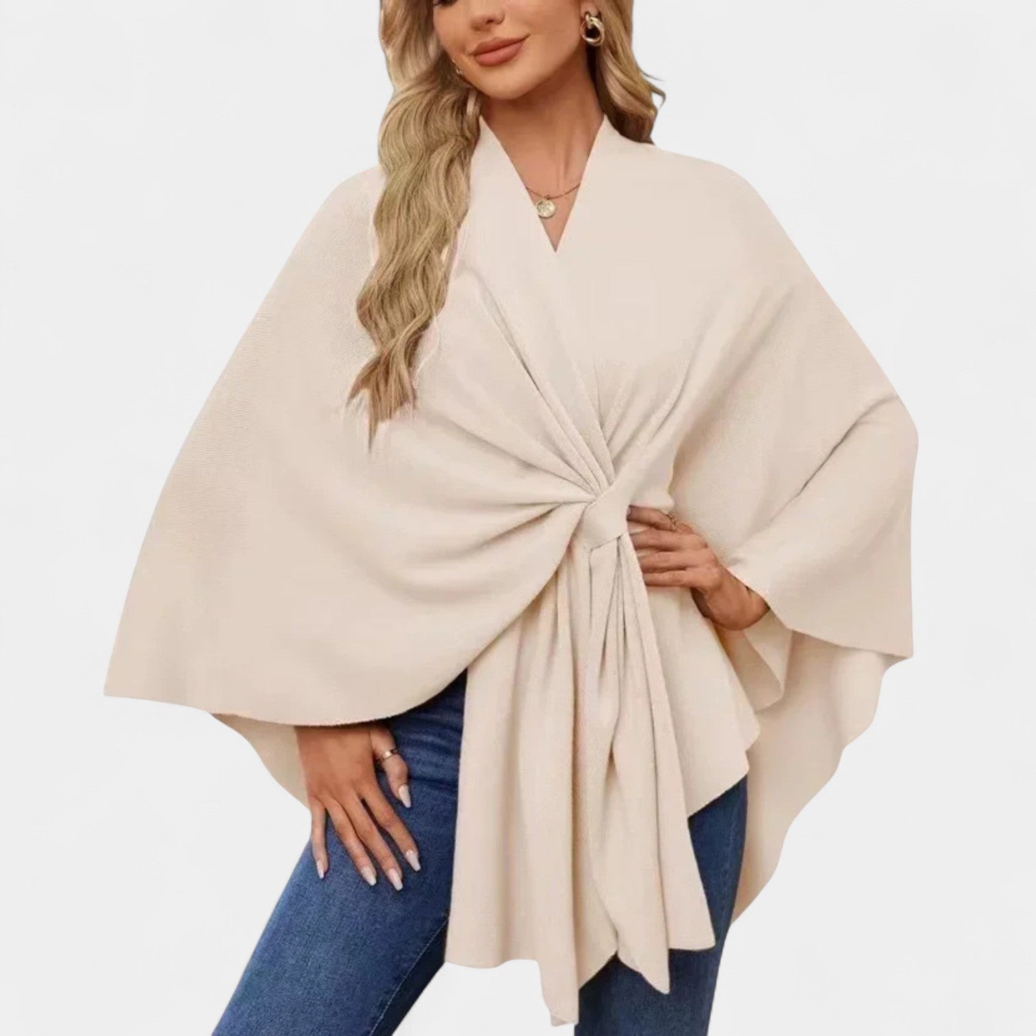 Daniela – Poncho elegante de caída suave con lazo