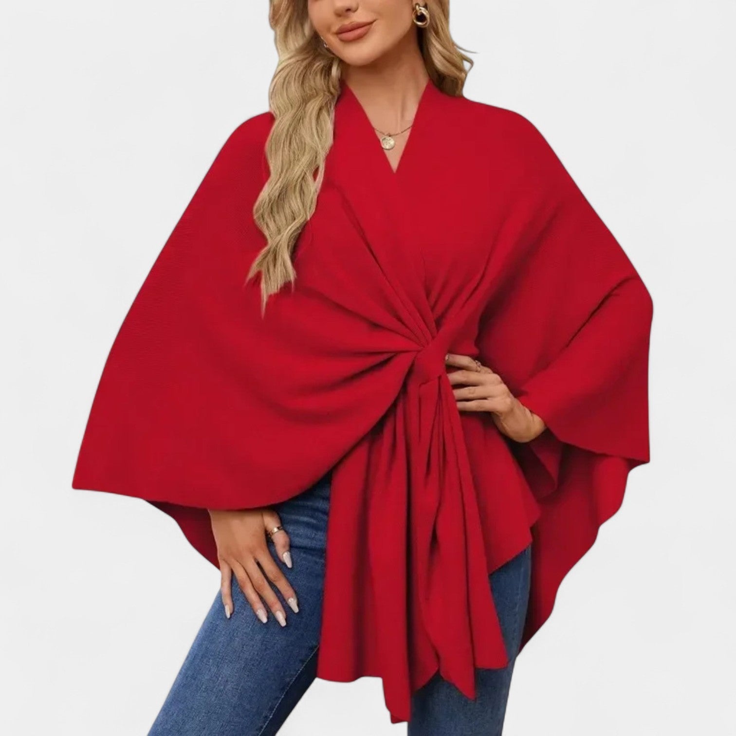 Daniela – Poncho elegante de caída suave con lazo