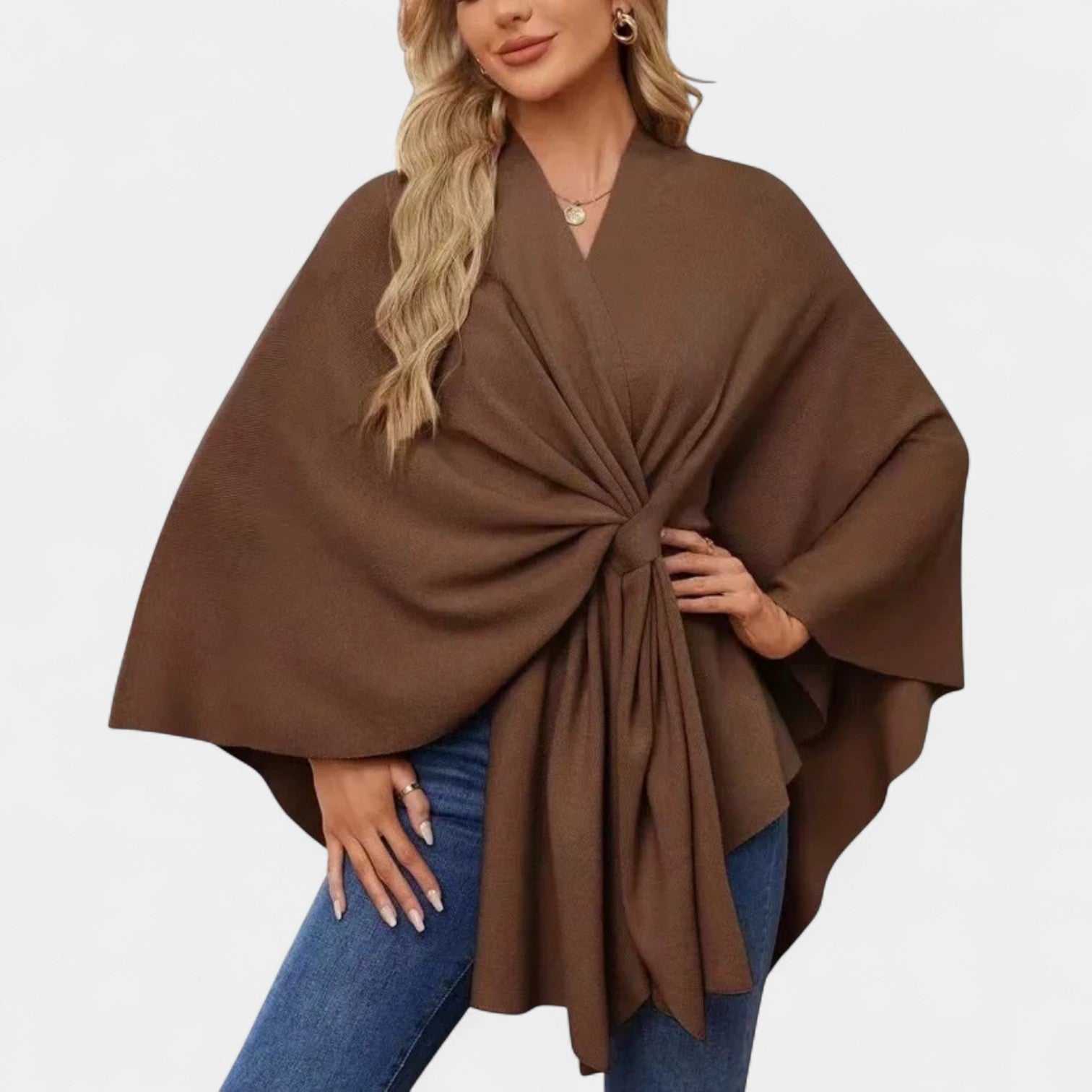 Daniela – Poncho elegante de caída suave con lazo