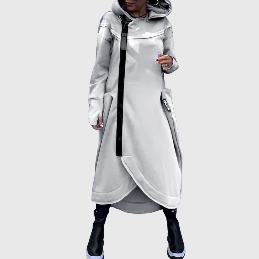 Adriana – Chaqueta asimétrica estilosa con capucha