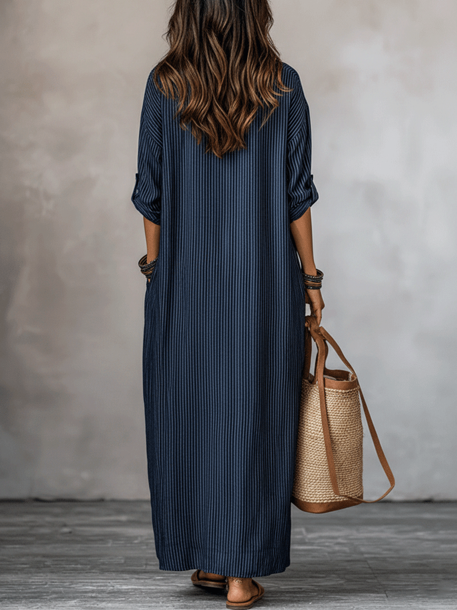 Vestido maxi holgado índigo de estilo nómada